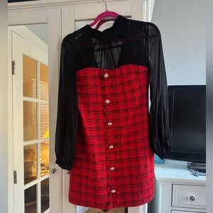 Zara Chic Black Long Sleeve Dress with Elegant Lace